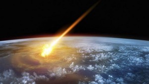 fictional image of asteroid impact on Earth